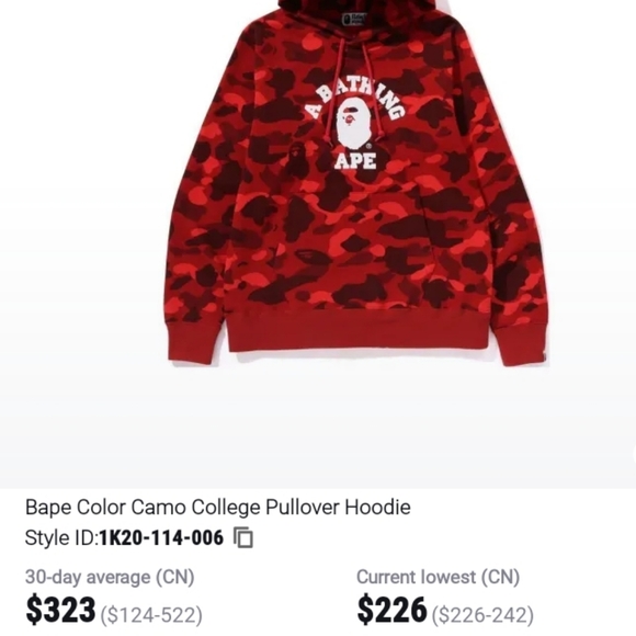 Bape Red Camo College Pullover Hoodie - Picture 16 of 16